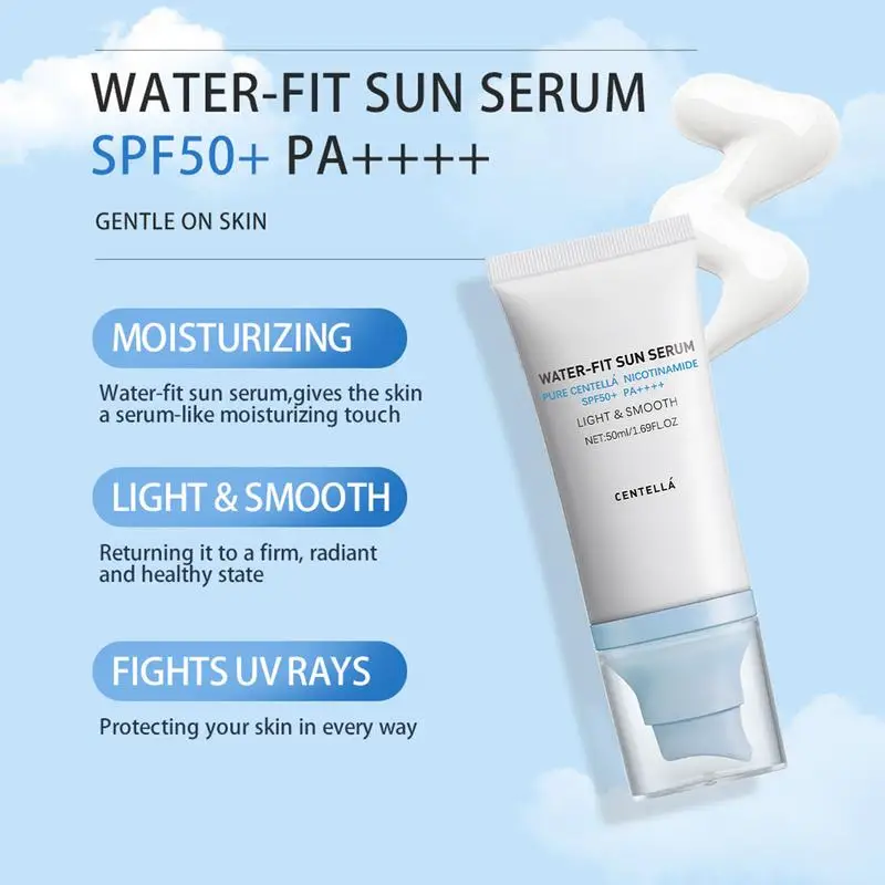 Facial Sunscreen Sunscreen Cream Sunscreen SPF 50 Centella Asiatica No Sticky Refreshing Sunscreen 50ml Essence for Dry Oily Sensitive Skincare
