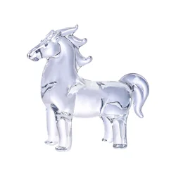 Colorful Crystal Horse Statue - Artistic Glass Ornament for Home and Office Decor (Clear)