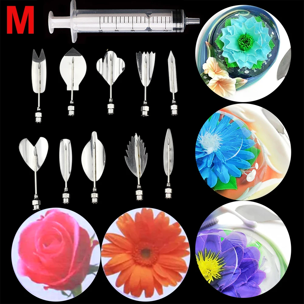 KostaTech 3D Gelatin Art Tools,Gelatina Strumenti Art Set,Aghi per Gelatina in Acciaio Inossidabile 10Aghi Inclusi 1 Siringa,3D Gelatina Set di Strumenti