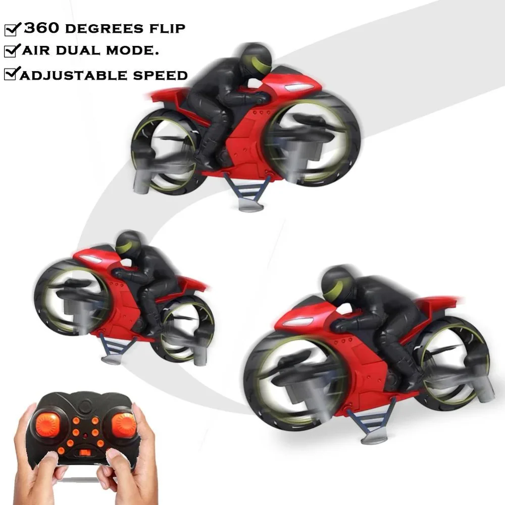 Juguetes de motocicleta para niños, Dron de motocicleta acrobática con Control remoto, modo Dual de tierra y aire, cuadricóptero de motocicleta RC recargable