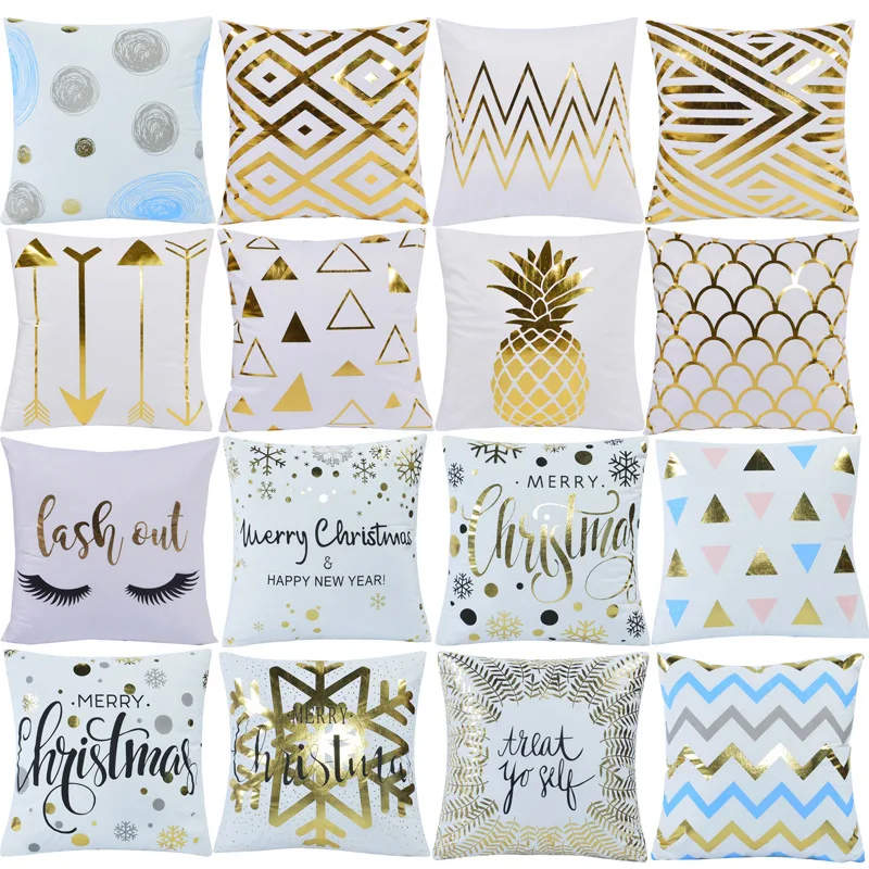 

Retro European Sofa Cushion Cover Bronzing Pillowcase Home Decoration Short Plush Pillowcase Cushion Bed Car