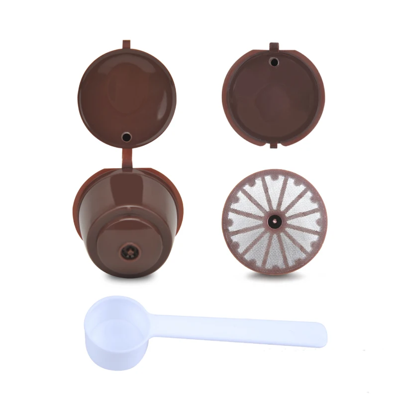 

set Refillable Coffee Filters Cup For DOLCE GUSTO Coffee Cup Capsule Reusable With Spoon Clean Brush Plastic Coffee Capsule