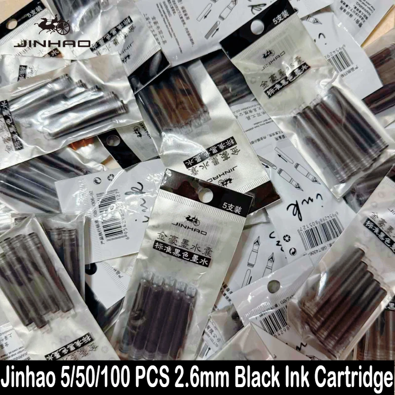 JINHAO 5/10/100 PCS 블랙 2.6mm 만년필 잉크 카트리지 리필 학생 만년필 잉크 문구 사무실 학교 용품