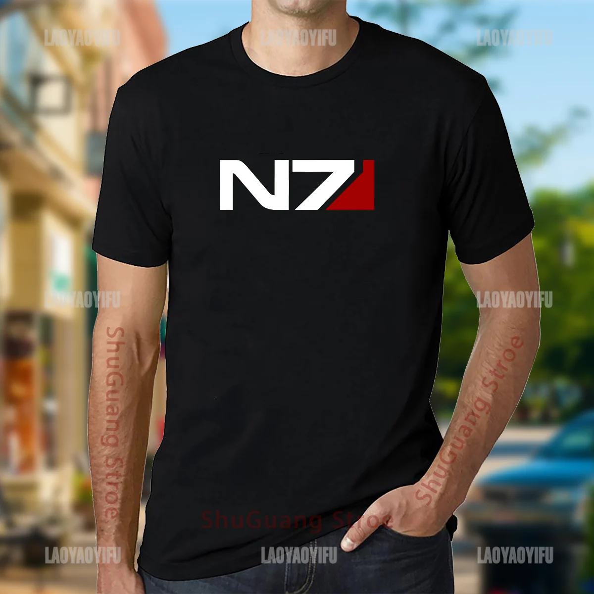 

Классическая Футболка Game ME N7, модная мужская футболка, винтажная стильная футболка с коротким рукавом и круглым вырезом, графические футболки, дышащая хлопковая Футболка, футболки