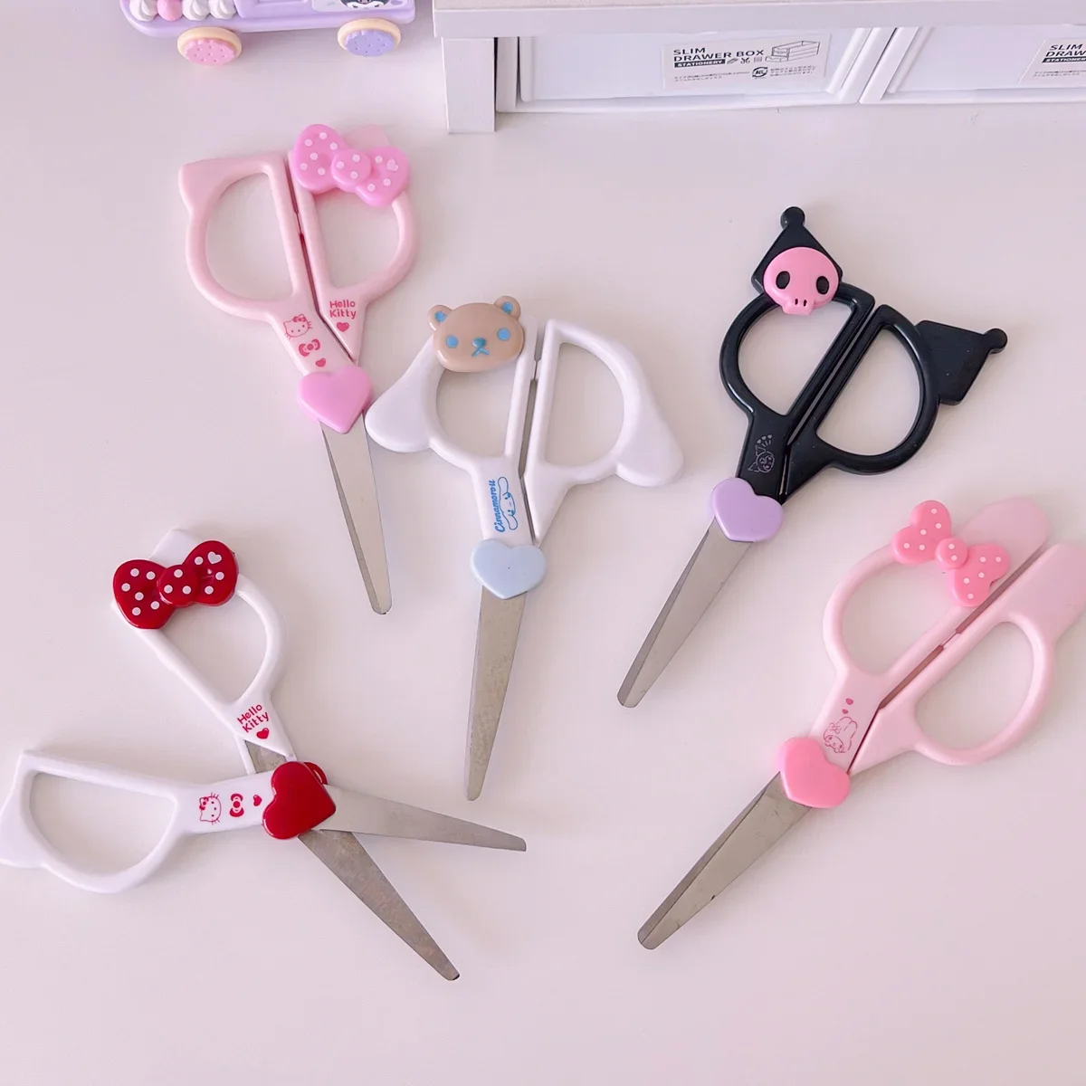 

Kawaii Sanrio Hello Kitty My Melody Kuromi Scissors Paper Cutter Stainless Steel Girl Heart Delicate Cartoon Stationery Supplies