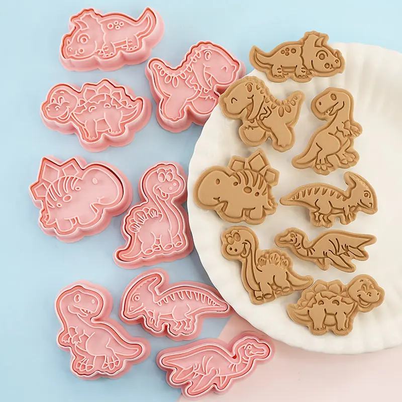 Dinosaur Shape Cookie Cutters Plastic 3D Cartoon Pressable Biscuit Mold Cookie Stamp Baking Pastry Bakeware Cake Decoration Tool cookie cutter baking mold cookie mould