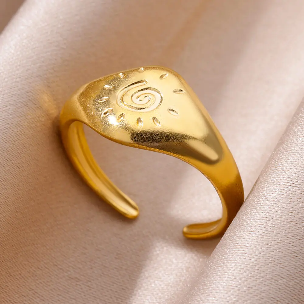 Stainless Steel Ring 316L Gold Plated Adjustable