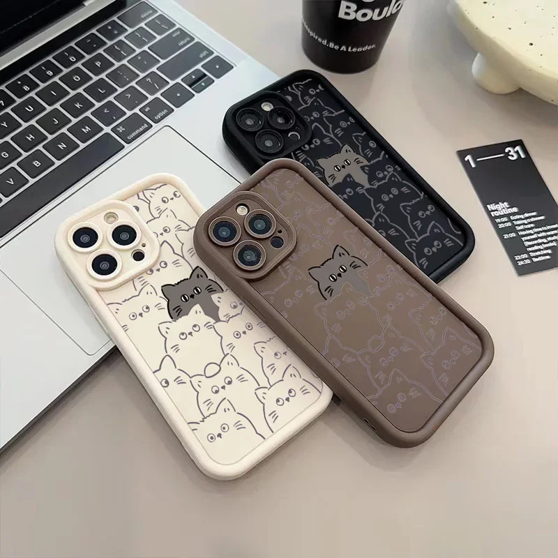 面白い猫落書き犬ケース iPhone 11 ケース iPhone 15 16 プロ