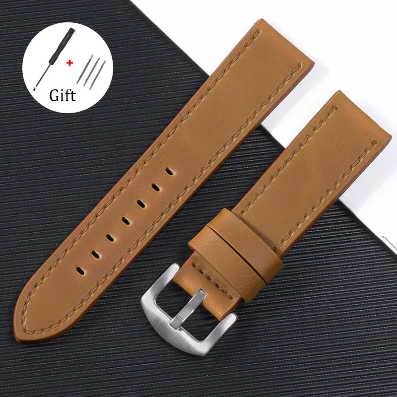 Vintage Leather Waterproof Watchband - Soft Strap Replacement for Smart Watches, Sport Wristband Bracelet