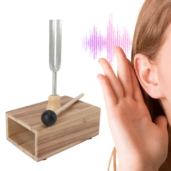 Diapason 512HZ Melodia pura tranquillità Diapason acustico Risonatore in legno portatile con martello di gomma per la terapia del suono