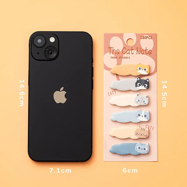 180 Sheets Cute Cat Sticky Notes Student Classified Indexing Stickers Bookmarks Memo Stationery 6