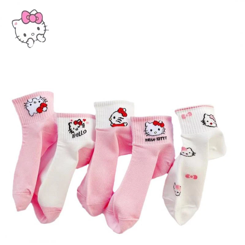

Милые короткие детские носки Hello Kitty, дышащие носки для девочек с защитой от пиллинга и потоотделения, корейские женские носки, оптовая продажа