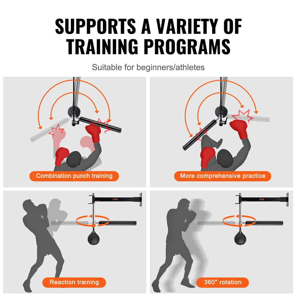 SucceBuy ウォールマウントボクシングスピニングバー パンチングボール
