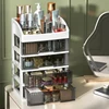 Portable Makeup Organizer with Lipstick Holder - Plastic Storage Box for Cosmetics & Office Supplies (Large Capacity, Stackable) 6