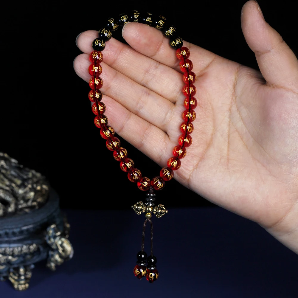 BaronHong Tasbih 33 Perle Di Preghiera Islamiche - Rosario In Resina Naturale Multicolore 12mm