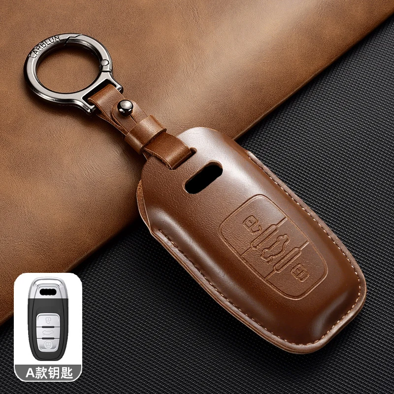 Premium Leather Car Key Case Cover - Elegant Protective Accessory