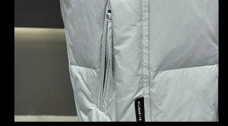 Einfarbige warme Entendaunenjacken mit Kapuze, 2025, Winter-Männer, lässiger Puffermantel, Oberbekleidung, winddicht, dick gepolstert, Parka-Kleidung – Detail 18