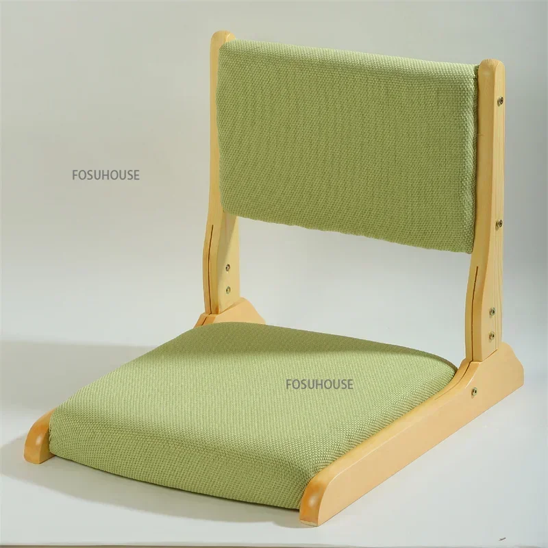 Japanese Tatami Chair Foldable Backrest Stool Legless Bed Chairs Solid Wood Lazy Recliner Floor Chair Living Room Furniture