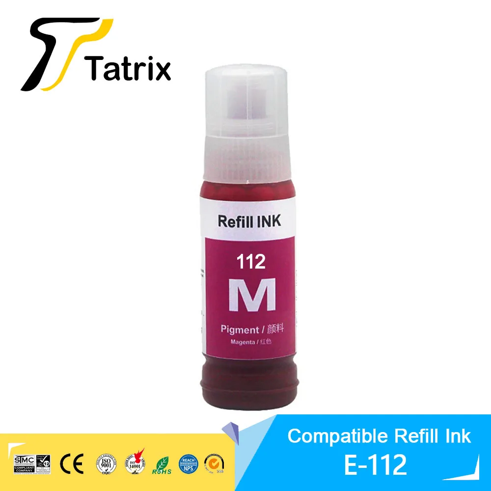 Tatrix Refill Ink For Epeon 112 T112 Refill ink for Epson Ecotank L6550/6570/ L6580/L11160/ L15150/L15160/M15140 Printer dye ink kit ink refill kit dye ink refill inkjet printer ink ink cartridge refill kit ink refill