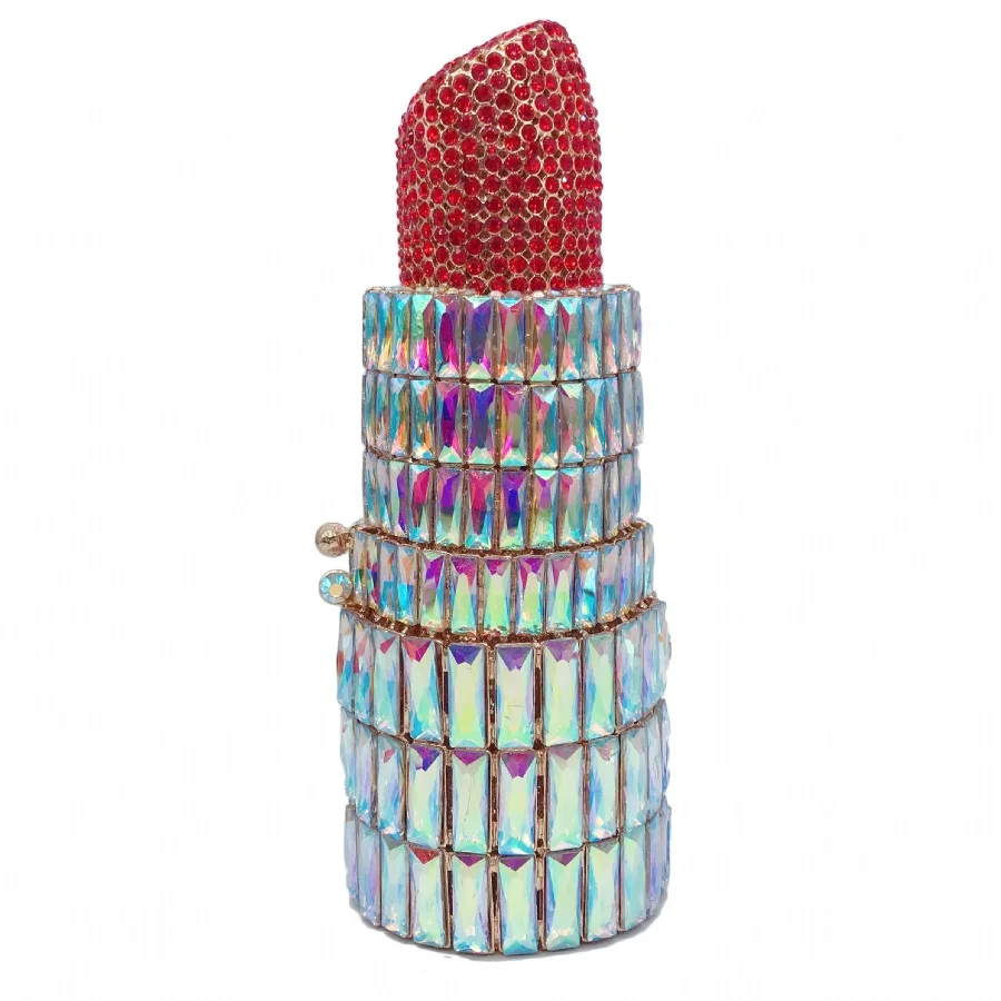 

Sparkling Crystal Lipstick Rhinestone Clutch Bag Color Custom Gift Purse Dress Shoulder Bag Luxury Bags for Women Bling Clutch
