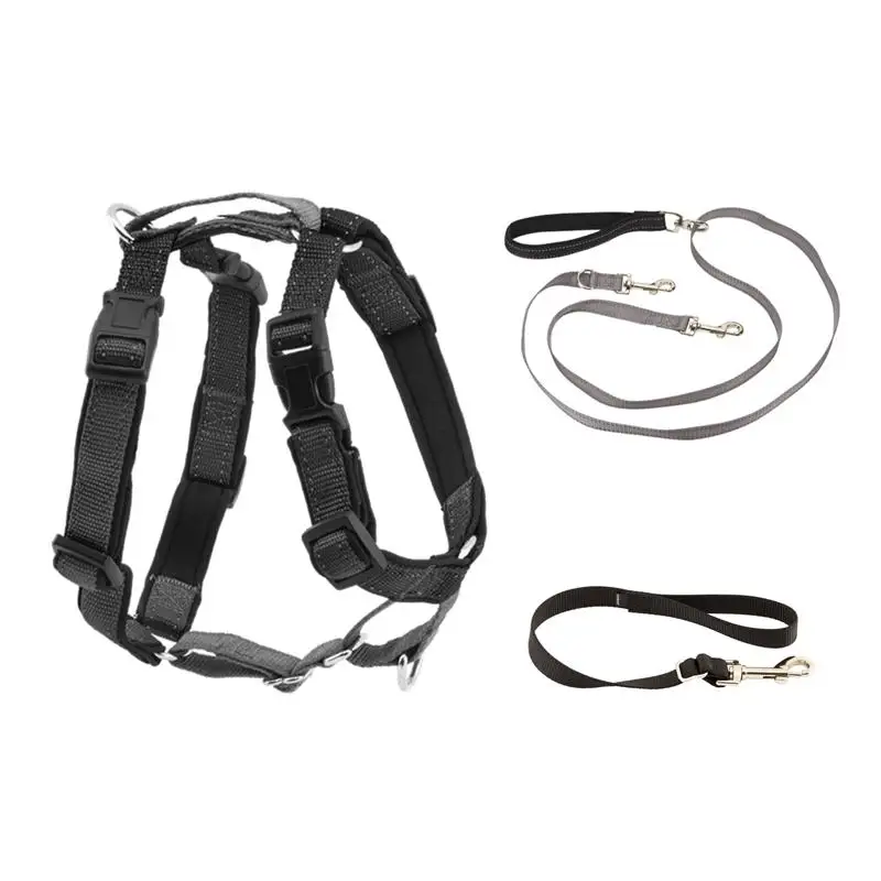 

Dog Collars,Dog Leashes,Harness,with Two Point Control Leash,Medium,3 in 1,Black