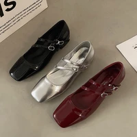 Double Buckle Ballet Shoes 2024 Spring New Women Flat Shoes Fashion Red Elegant Mary Jane Shoes Ladies Dress Outdoor Ballerinas 1