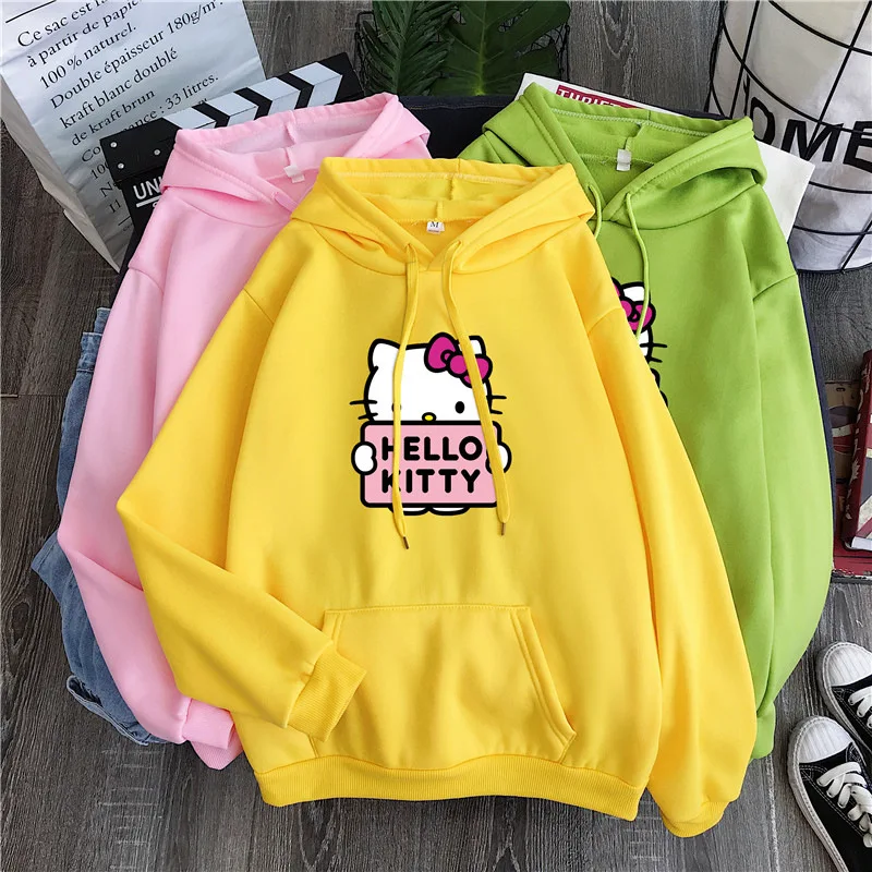 thumbnail image 1 of Sudaderas con capucha Kawaii Sanrio de Hello Kitty con estampado de Anime, chaqueta holgada y cómoda de manga larga con capucha, suéter para niña, regalo de cumpleaños para mujer, 1 of 5