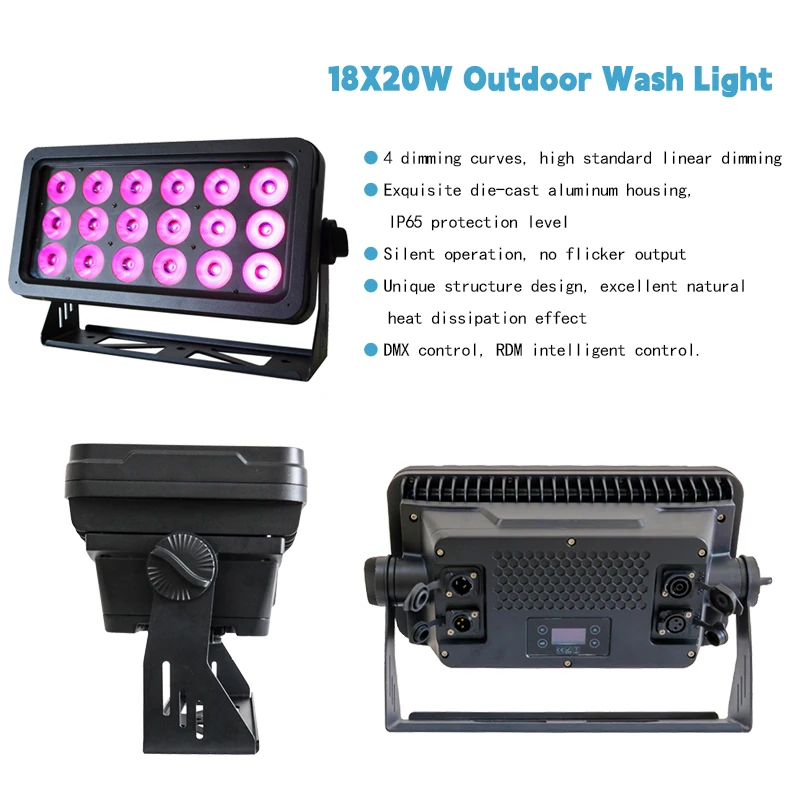 DMX512 18*20W RGBW 4in1 IP65 Waterproof DJ Wedding Stage City Wall Washer Outdoor LED Wash Flood Light