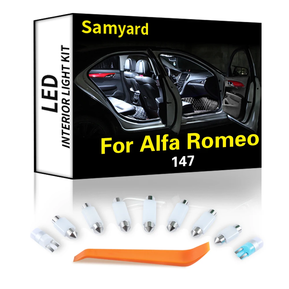 Ceramics 9Pcs Interior LED For Alfa Romeo 147 2000-2010 Canbus Vehicle Bulb Indoor Dome Map Reading Light Auto Lamp Accessories