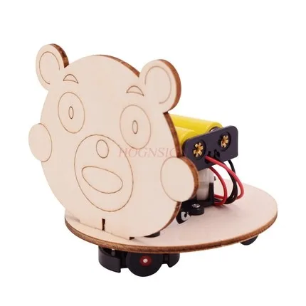 

Primary school students science and technology small production creative invention handmade wooden assembly obstacle avoidance