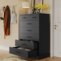 Black Dresser for Bedroom, Tall 7 Drawer Dresser with Sturdy Base, Wood Storage Tower Clothes Organizer, Large Storage Cabinet 1