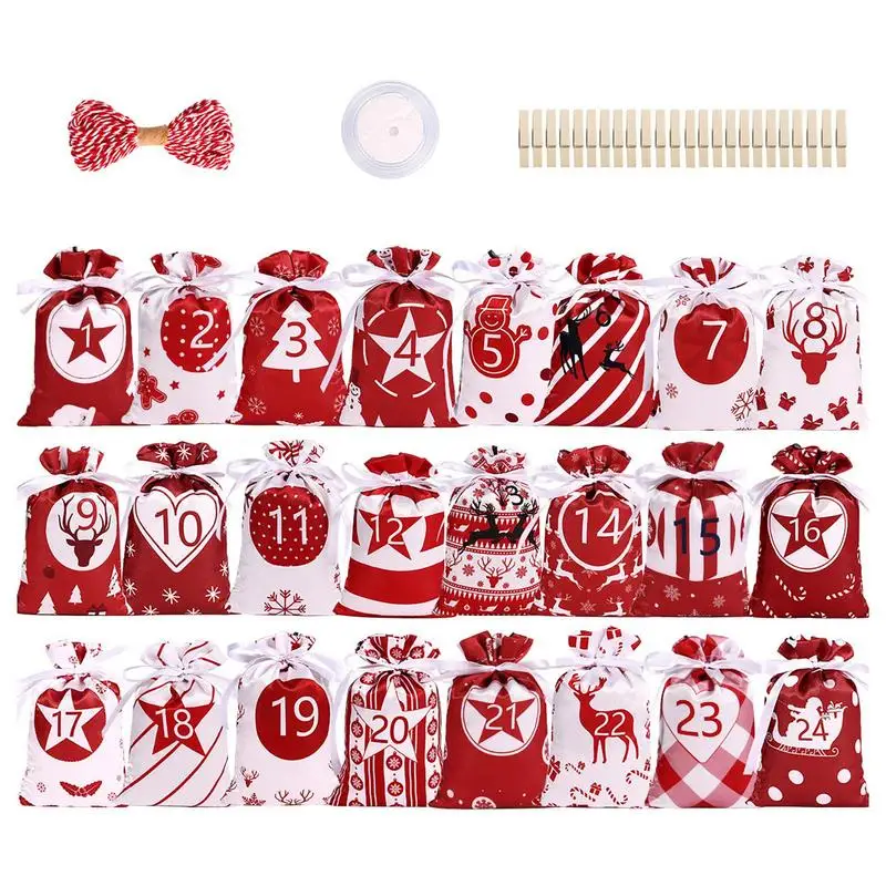 

Advent Calendar Bag Portable Gift Drawstring Bag Gift Bags Wall Hanging Drawstring Bag For Thanksgiving Day kids Birthday