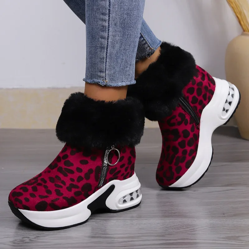 

Oversized Winter New High Rise Leopard Pattern Colored Snow Boots Casual Cotton Boots Matsuke Thick Sole Plush Short Boots