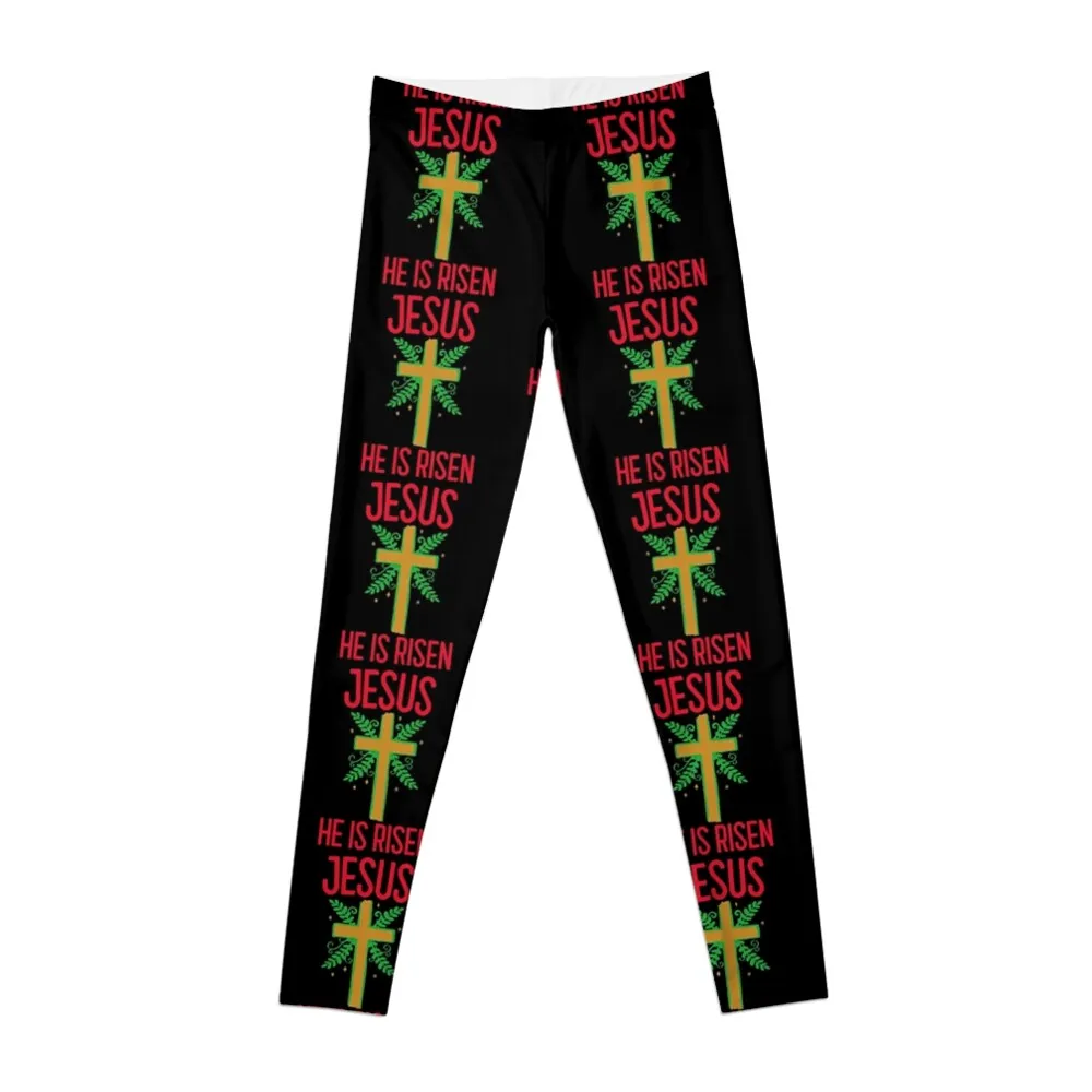 

Jesus - He is Risen - Religious Easter Leggings Sports female Sweatpants Pants sport Womens Leggings