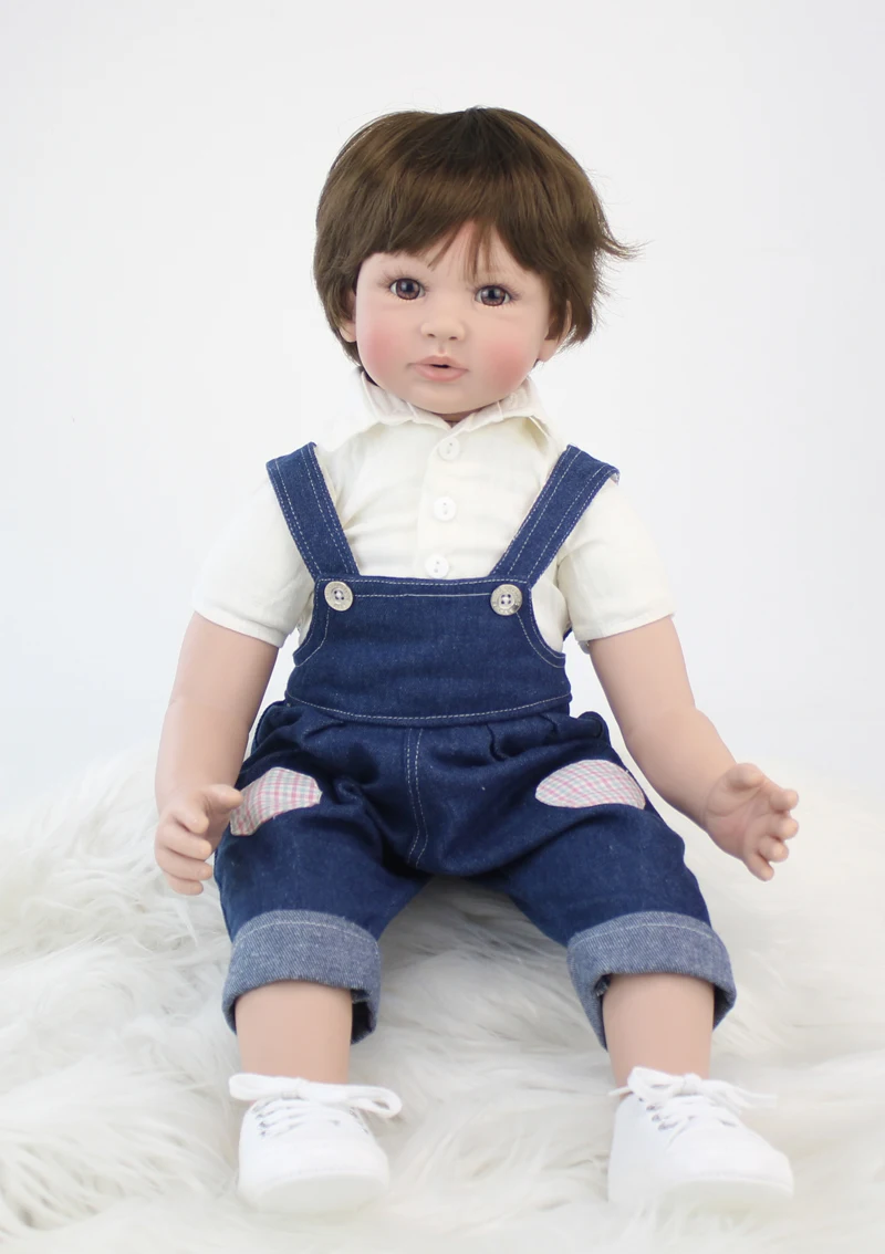 BZDOLL 60cm Reborn Toddler Boy Doll Silicone Vinyl Limbs 24inch Cute Baby Doll Cloth Body Birthday Gift Girls Play House Boneca 3