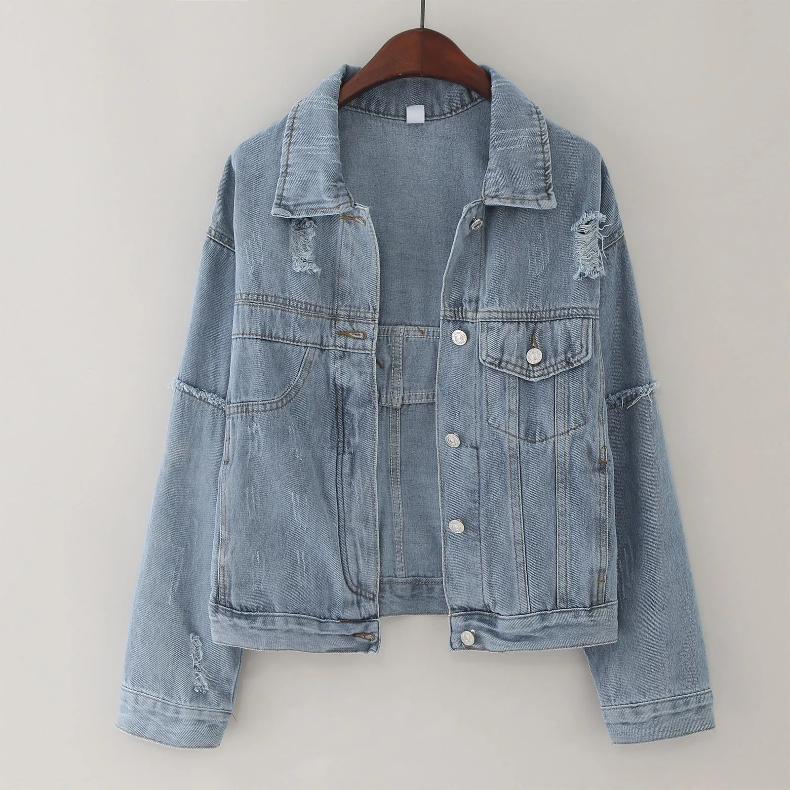 

Джинсовая куртка в Корейском стиле, свободная новая одежда для работы в стиле оверсайз, модная шикарная облегающая Универсальная джинсовая куртка, весна-осень