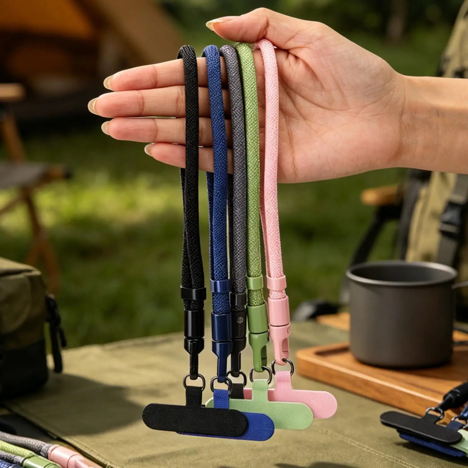 Adjustable Cellphone Hanging Cord with Tether Tabs - Short Wrist Strap Lanyard