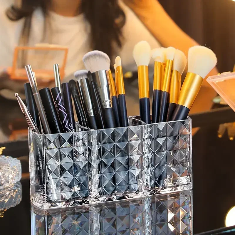 Acrylic Cosmetic Storage Box Makeup Brush Holder Organizer Lipstick Eyebrow Pencil Bathroom Storage Display Stand Diamond 3
