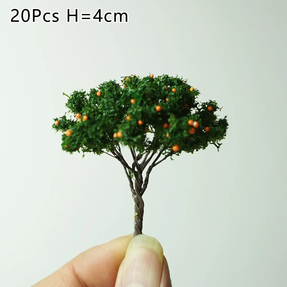 4cm Fruit Tree Model Green Artificial Tree Train Railroad Landscape Scene Layout Garden Decoration Crafts 20Pcs miniature tree ornament model tree ornament