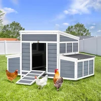 Chicken Coop, 56" Large Wooden Chicken Hutch with 6 Nesting Boxes, Outdoor Hen House Chicken Cages 1