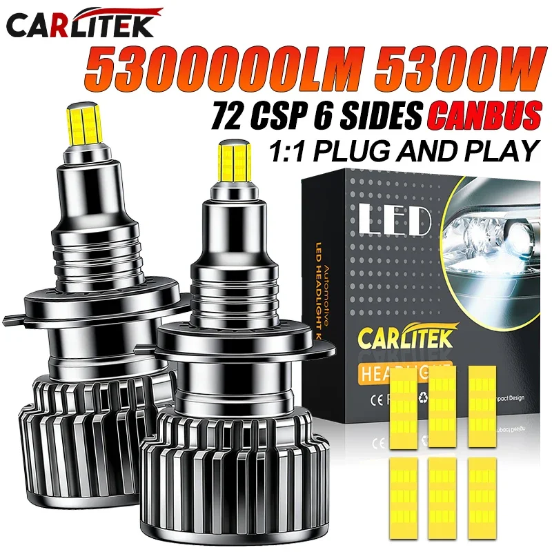 CARLITEK LED Headlight Bulbs H7 H11 H1 H8, Canbus 360 Mini Size 6000K For Projector Lenses HB3 9005 HB4 9006 9012 PTF