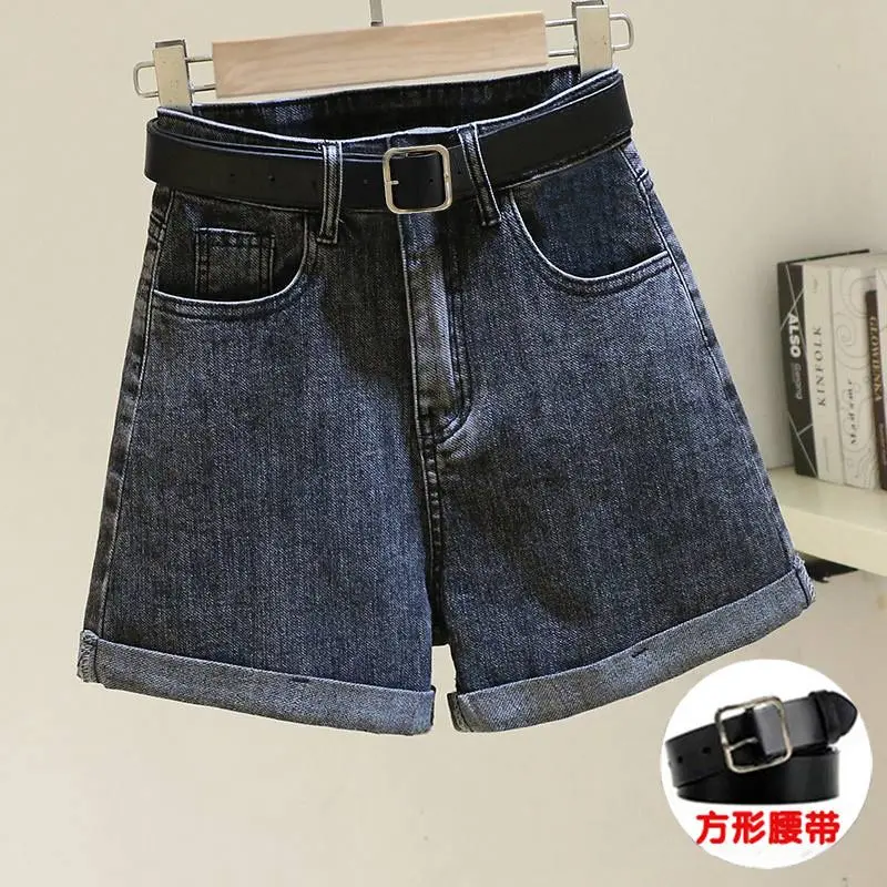 Casual High Waist All-match Denim Shorts Summer New Solid Loose Youth Wide Leg A-line Hot Pants Korean Fashion Women Clothing