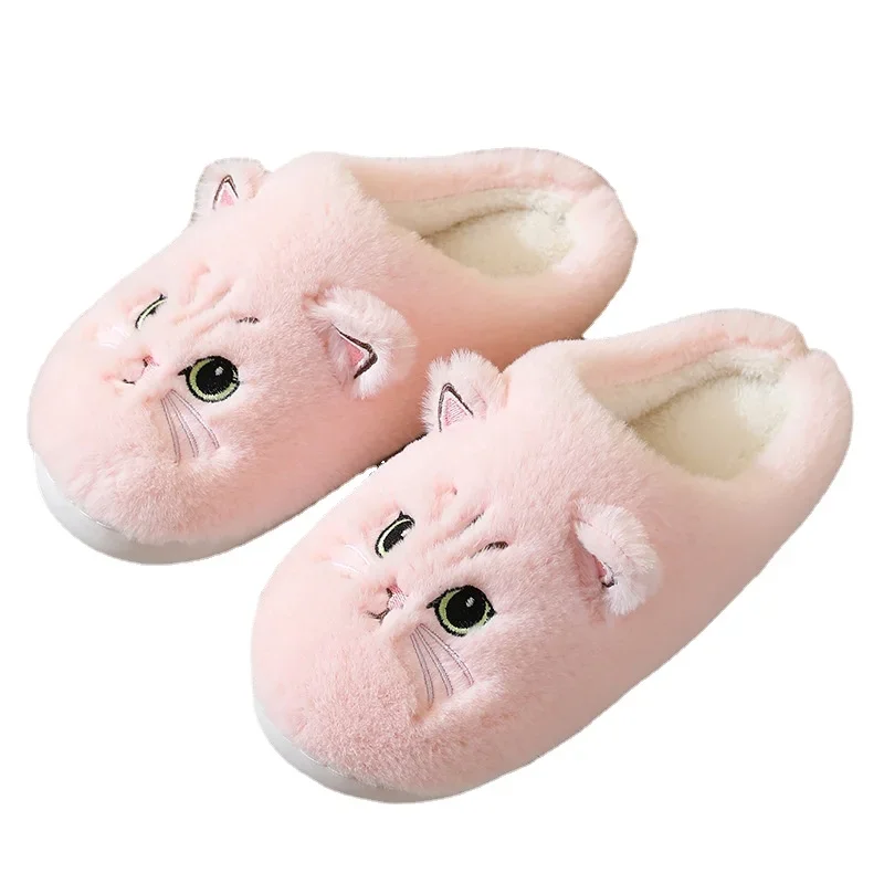 Winter Home Slippers Women Shoes Cute Cartoon Cat Slippers Men Warm Plush Slides Indoor Bedroom Non-Slip Floor Slipper — view 6