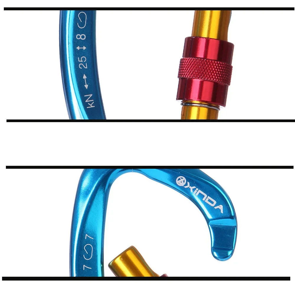 25KN Climbing Carabiner Climbing Buckle D Shaped Mountaineering Rock Climbing Safety Lock