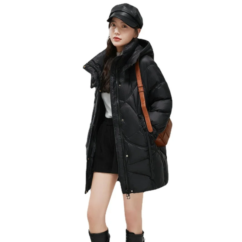 High Quality Medium To Long Size Down Coat For Women's Korean Version 90 White Duck Down Winter Jacket For Women's C27