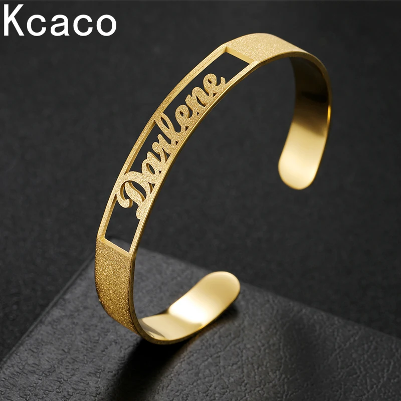 

10mm Custom Name Bracelet Personalized Stainless Steel 190mm Frosted Adjustable Bracelet Sanding Style Bangles for Men Gifts