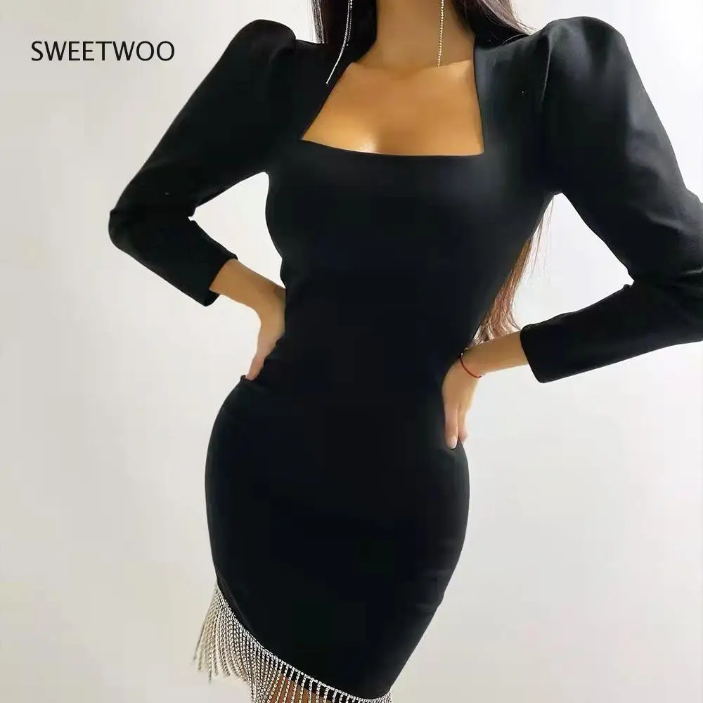 

Simplicity Trend Temperament Knitting Slash Neck Long Sleeve Hip Skirt Female Solid Color Elastic Waist Sexy Dress2022