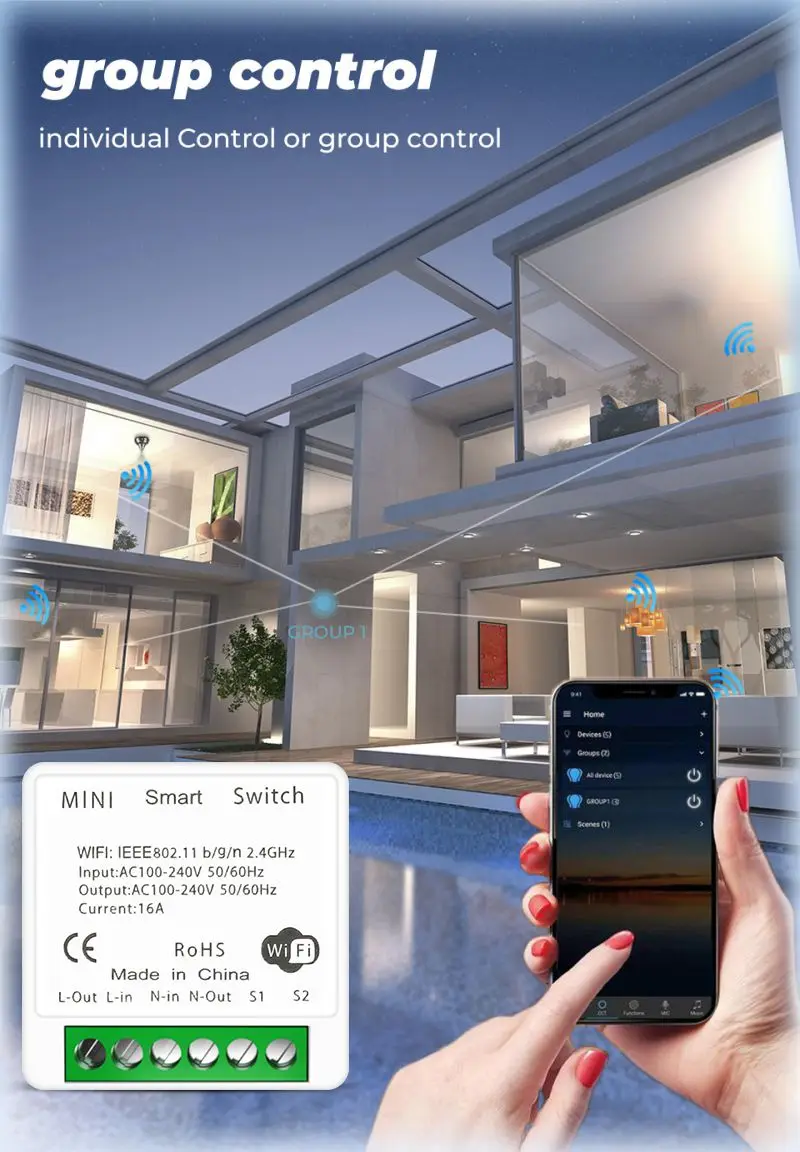 Tuya 16A Smart WiFi Switch Bluetooth Dual Mode Circuit Breaker 2-way ...