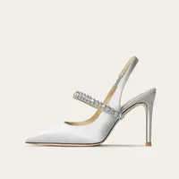 Zapatos Mujer Sandals Women Satin High Heels Wedding Prom Shoes Summer Fashion Silk Diamond Pointed Back Strap Heels - Image 3