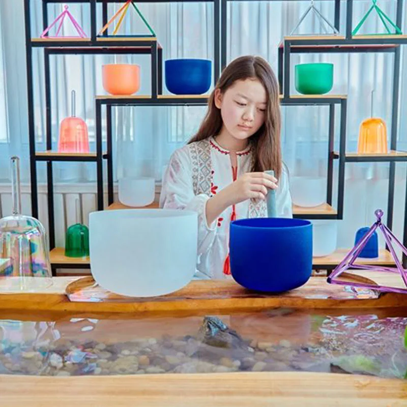 Zhqh 6 Inch 440hz Chakra Quartz White Frosted Crystal Singing Bowl For